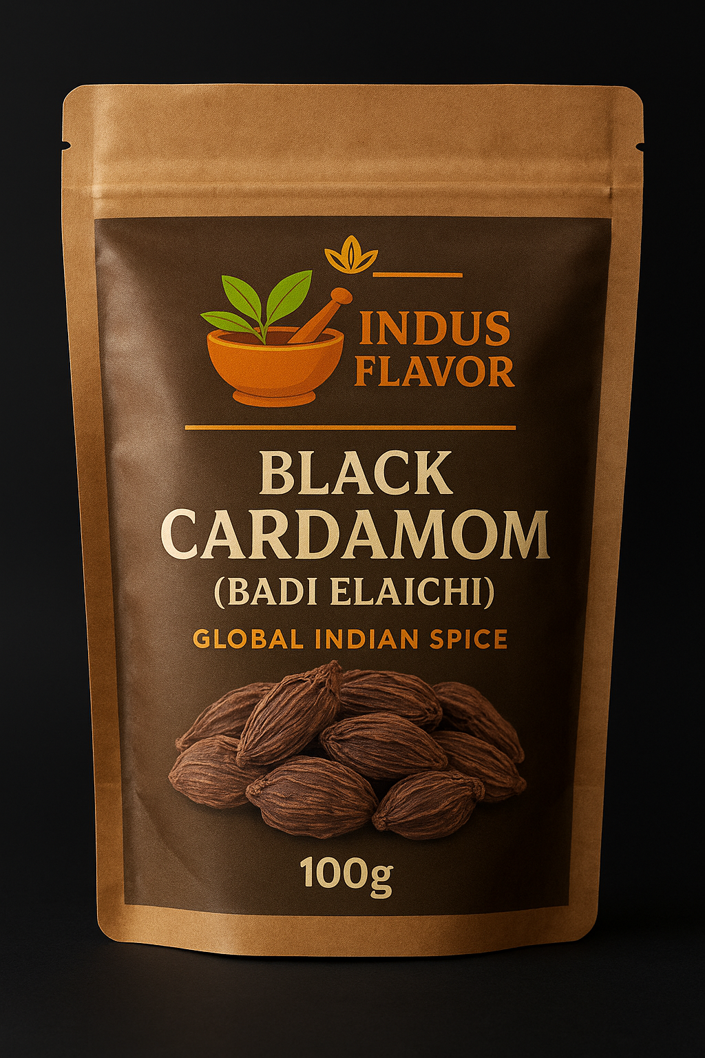 IndusFlavor Black Cardamom (Badi Elaichi) - 100g